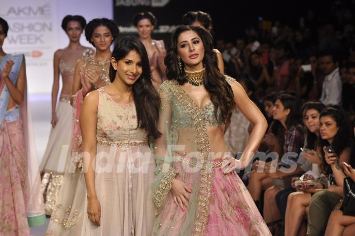 Nargis Fakhri with Anushree Reddy at the Lakme Fashion Week Winter/ Festive 2014 Day 5