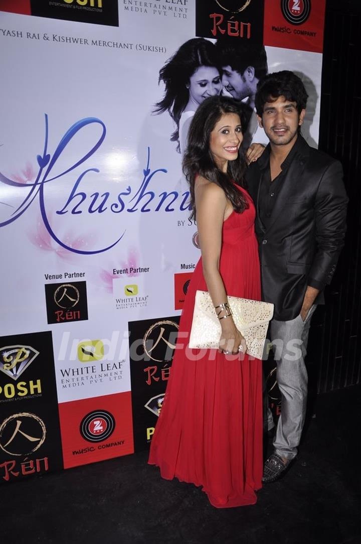 Kishwer Merchantt poses with Suyyash Rai at the Album Launch of Khushnuma