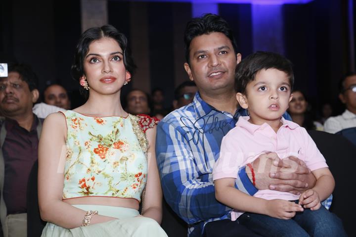 Bhushan Kumar and Divya Khosla with their son at the Launch of Desi Kalakaar