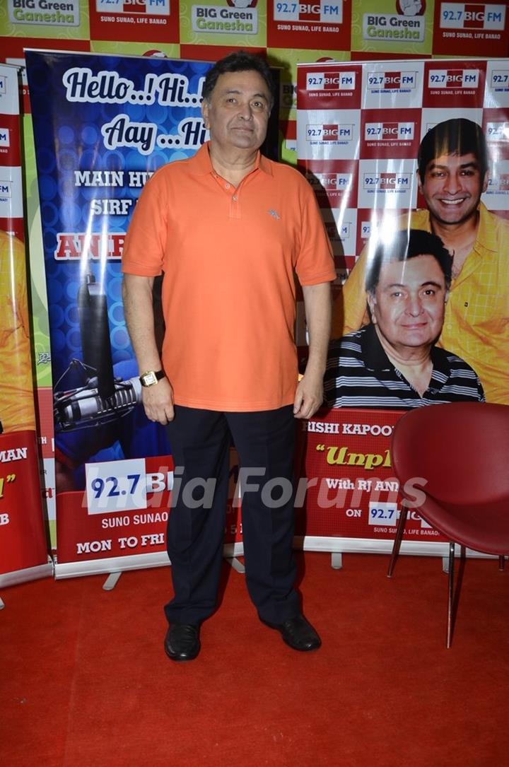 Rishi Kapoor poses for the media at Big FM Studio