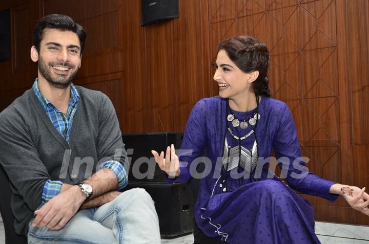 Sonam Kapoor and Fawad Khan share a of laugh at the Promotions of Khoobsurat