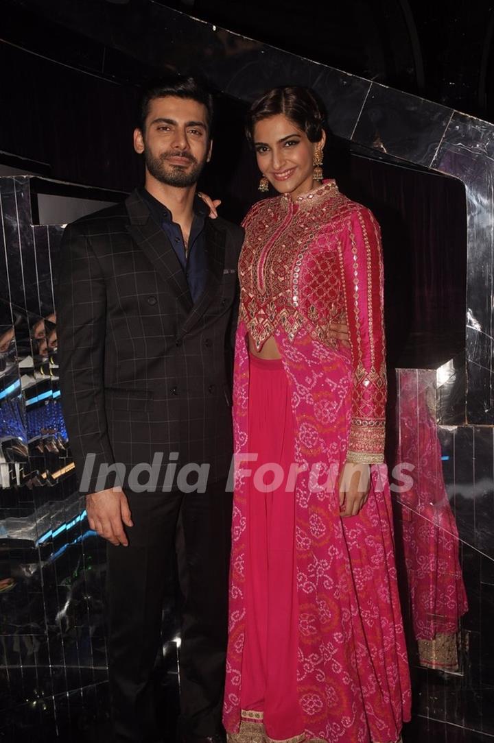 Sonam Kapoor and Fawad Khan pose for the media at the Promotion of Khoobsurat