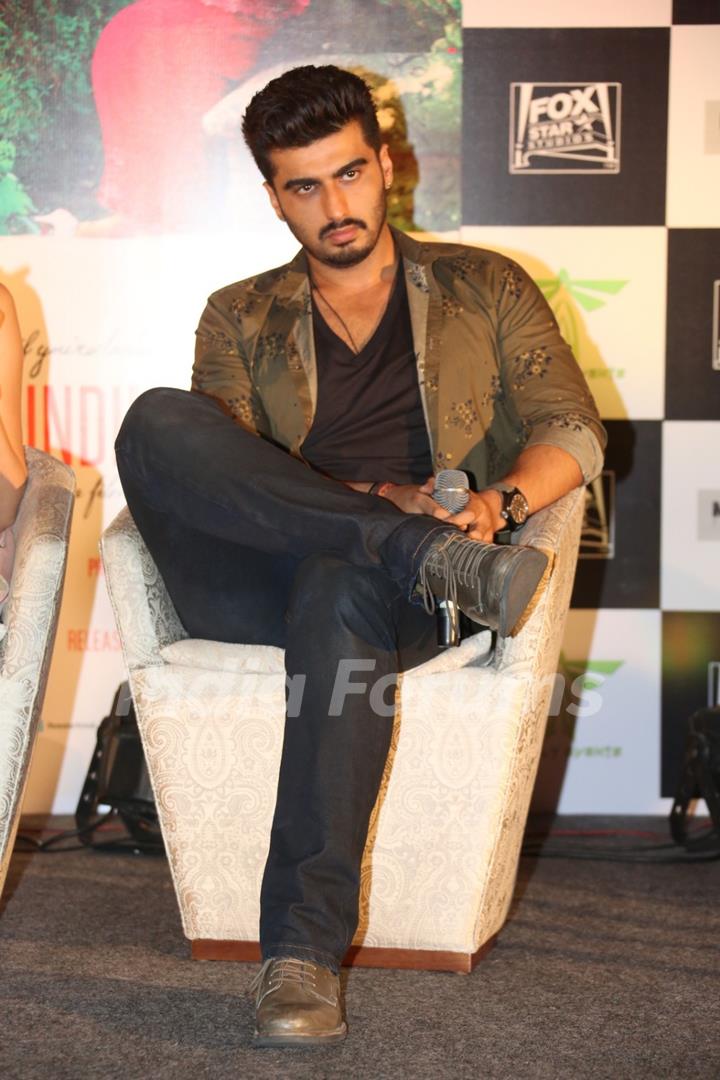 Arjun Kapoor was snapped at the Press Meet of Finding Fanny in Hyderabad