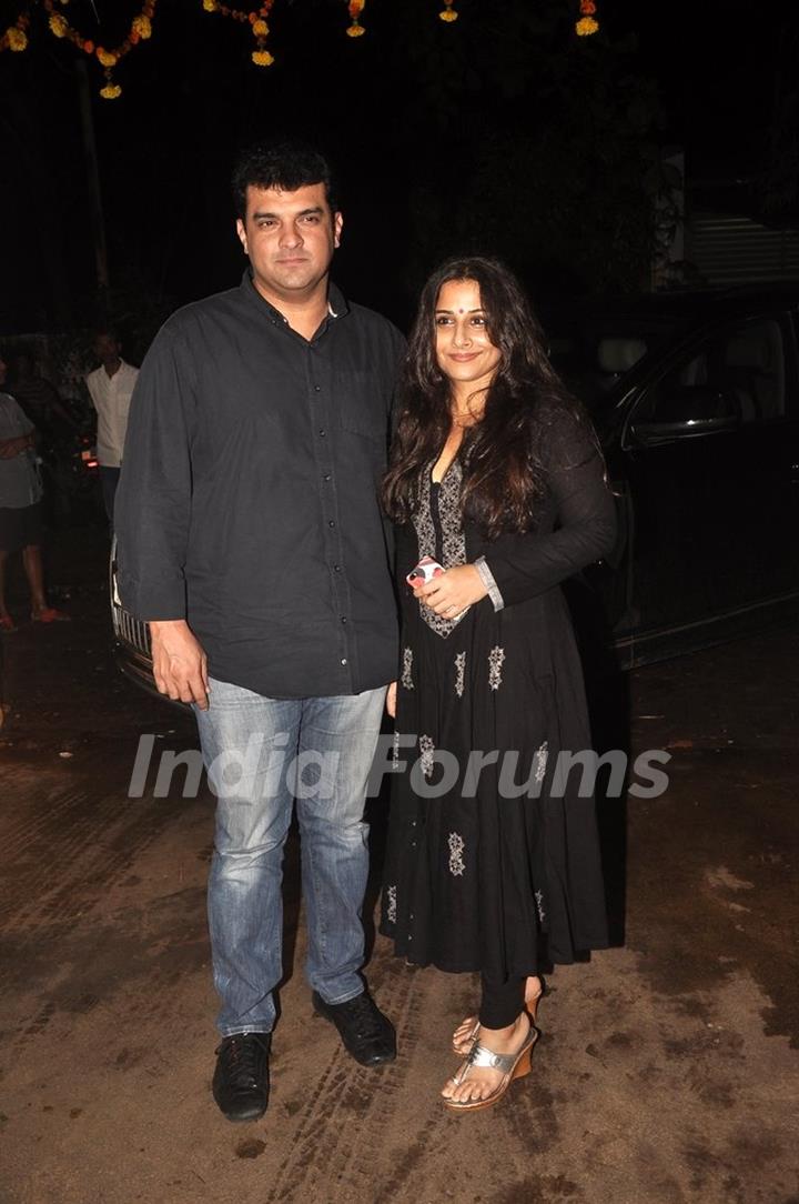 Siddharth Roy Kapoor and Vidya Balan pose for the media at the Screening of Finding Fanny
