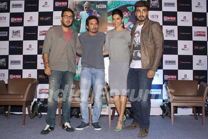 Dinesh Vijan, Homi Adajania, Arjun Kapoor and Deepika Padukone at the Promotions of Finding Fanny