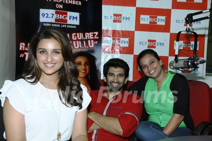 Parineeti Chopra and Aditya Roy Kapur with RJ Rani at the Promotions of Daawat-e-Ishq on 92.7 BIG FM