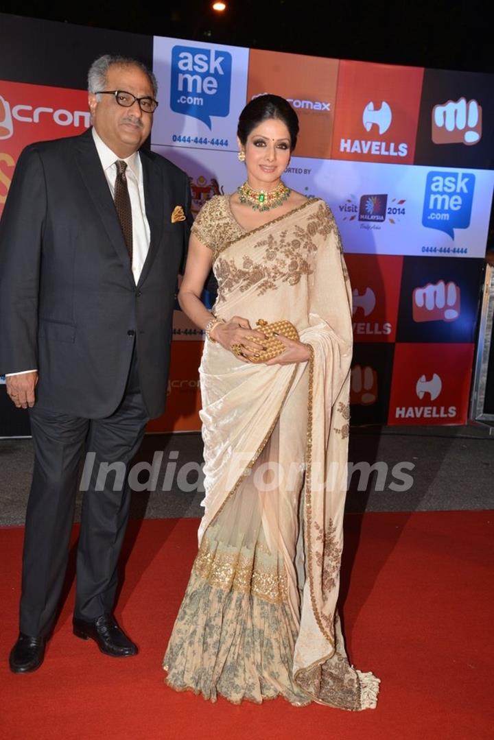 Boney Kapoor and Sridevi Kapoor pose for the camera at Mircromax SIIMA Awards Day 1