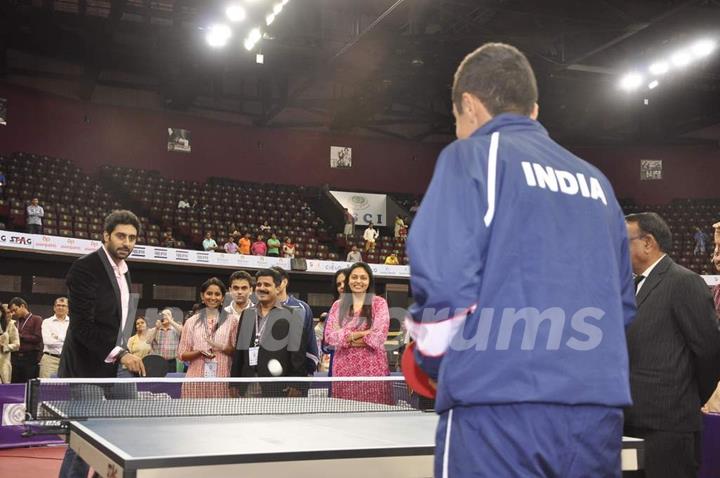 Abhishek Bachchan playing Table Tennis at Asian Junior TT Championship