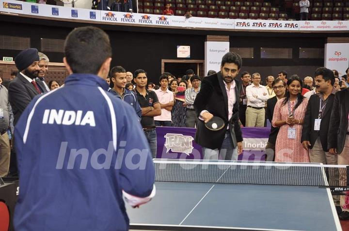 Abhishek Bachchan playing Table Tennis at Asian Junior TT Championship