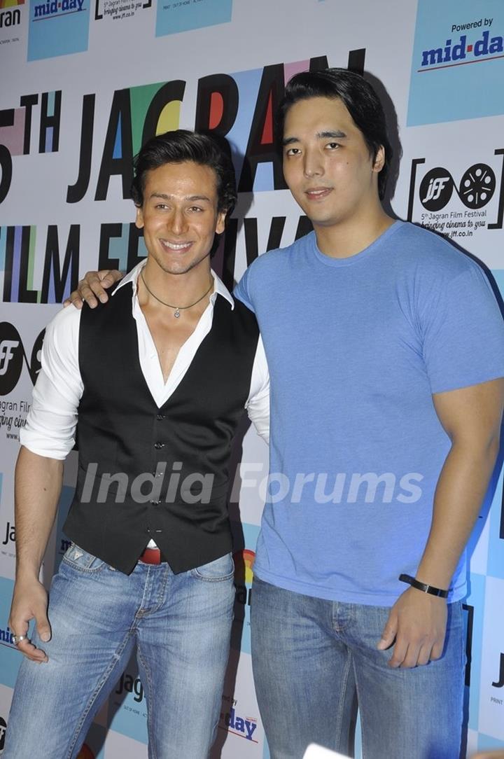 Tiger Shroff along with Rinzing Denzongpa was snapped at the 5th Jagran Film Festival Mumbai