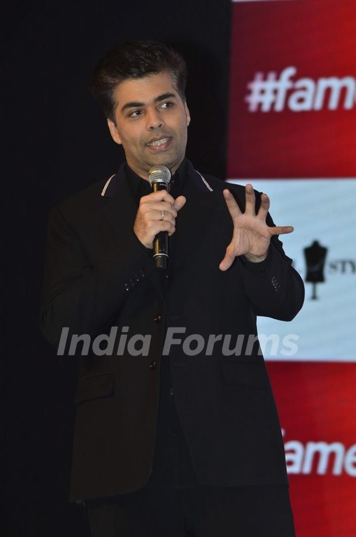 Karan Johar addressing the audience at the Launch of 'Fame Fashion Network'