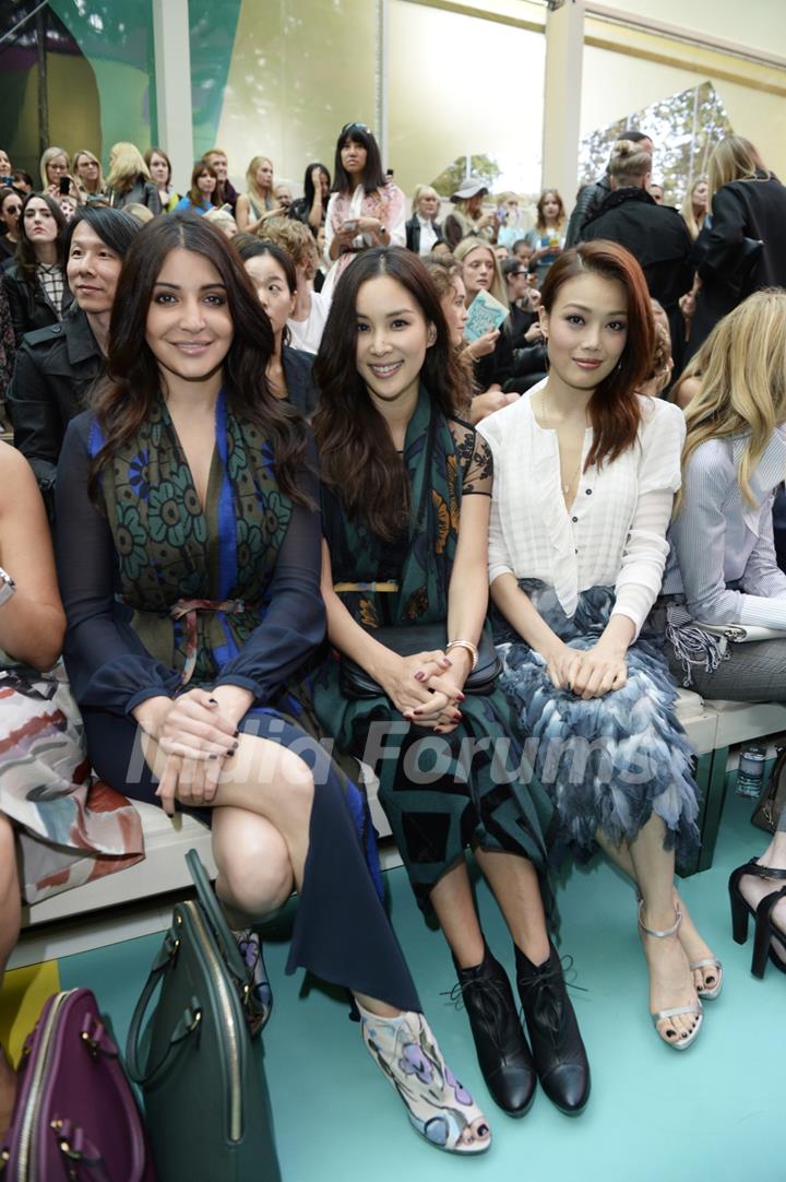 Anushka Sharma with Ko So Young and Joey Yung at Burberry Prorsum Womenswear Show