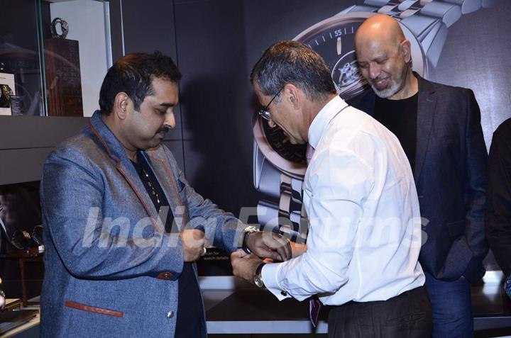 Shankar Mahadevan tries a watch at the Launch of Raymond Weil Store