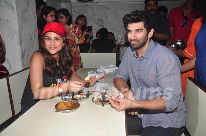 Parineeti and Aditya enjoy their meal at Madras Cafe