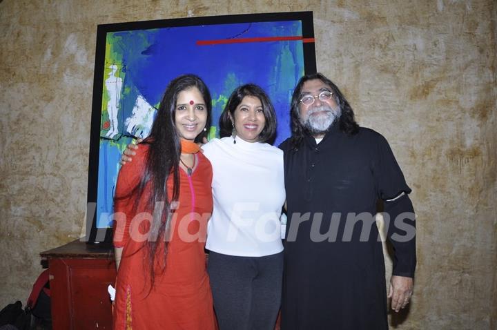 Jaya Lamba poses with friends at her Art Exhibition