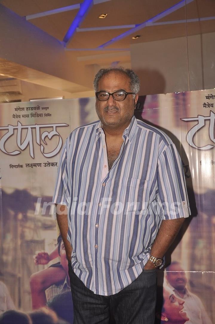 Boney Kapoor poses for the media at the Screening of Marathi Movie Taapal