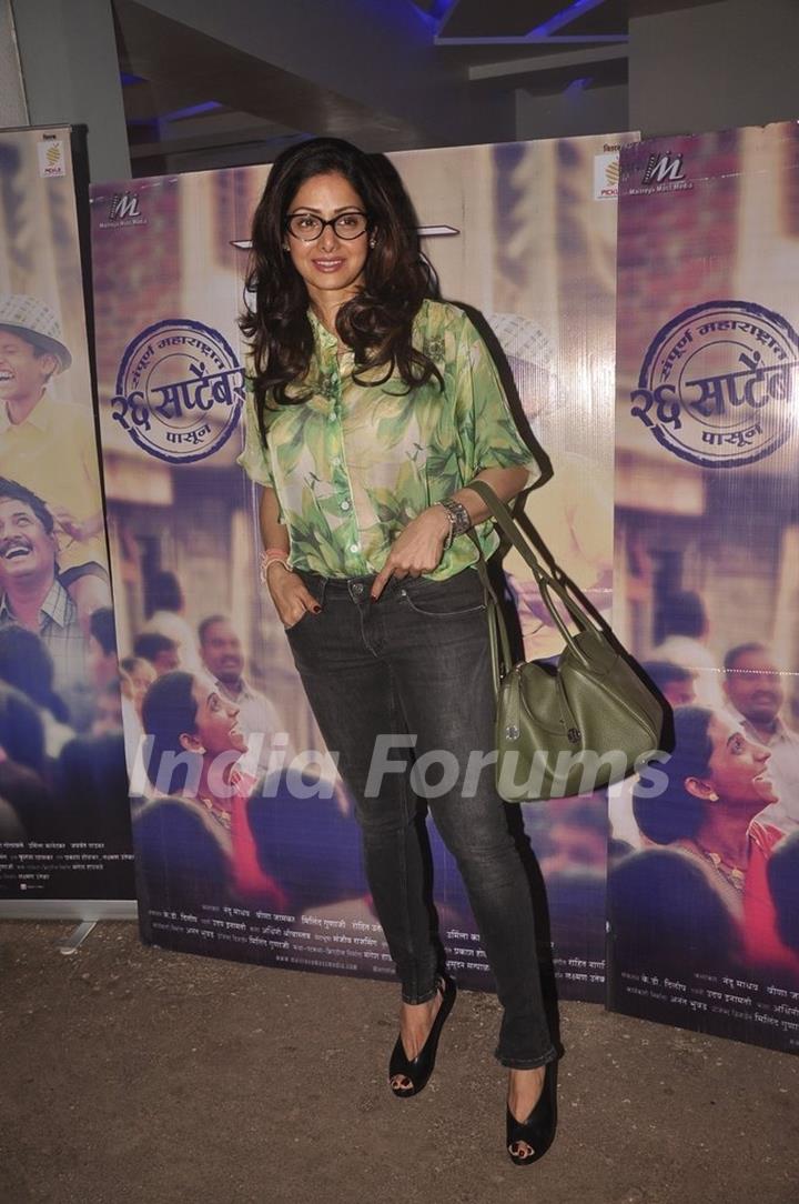 Sridevi poses for thr media at the Screening of Marathi Movie Taapal