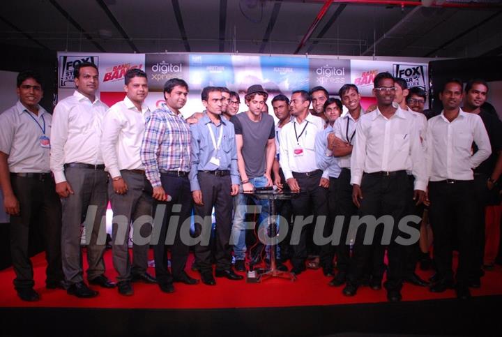 Hrithik Roshan poses with fans at the Promotion of Bang Bang