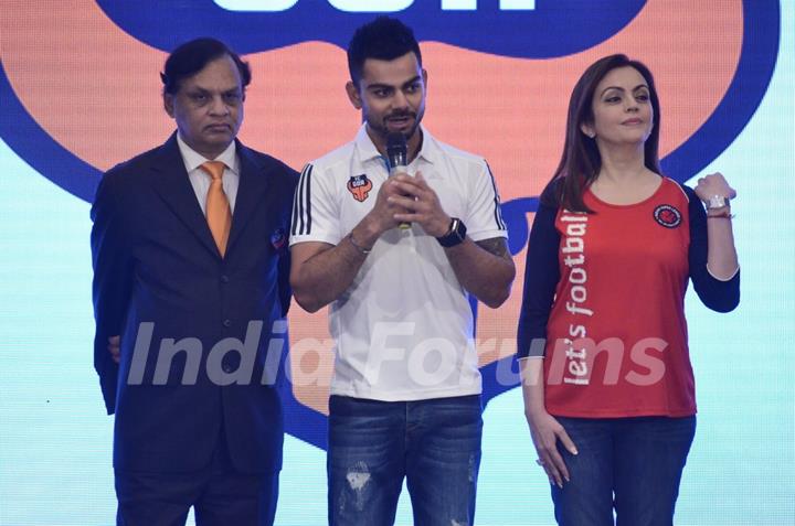 Virat Kohli addressing the audience at the FC Goa Official Jersey Launch