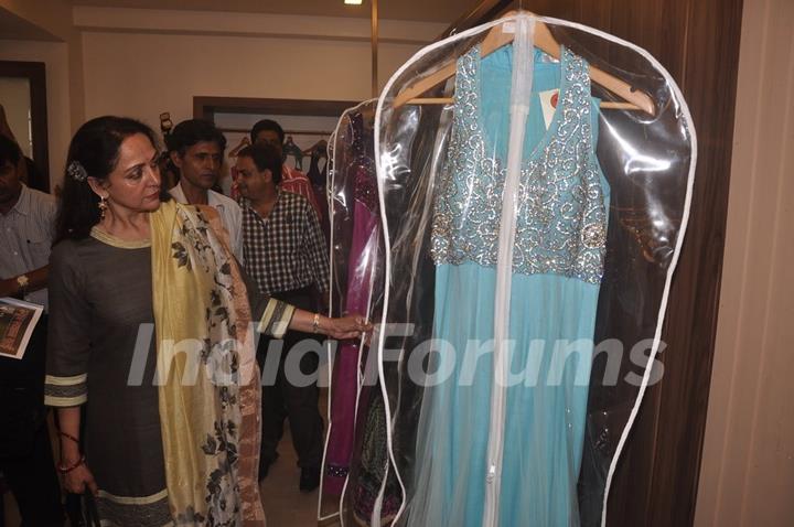 Hema Malini checks out the collection at Atharva Institute