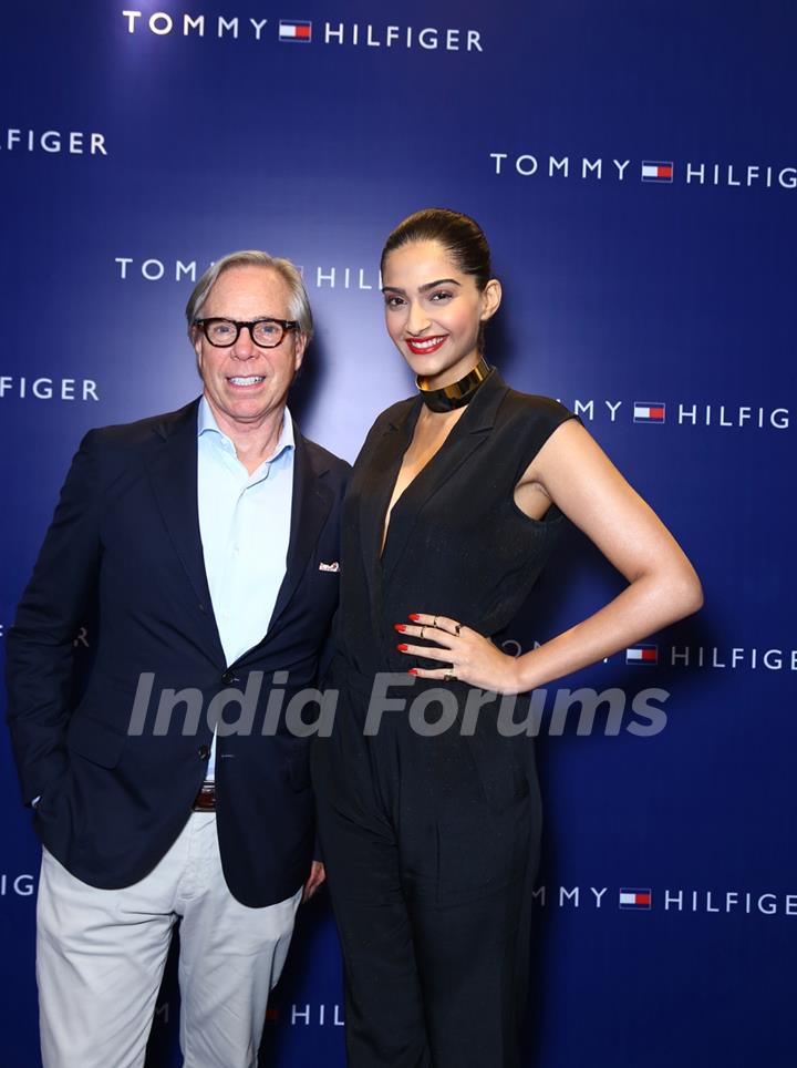 Sonam Kapoor with Mr.Tommy Hilfiger at the Exclusive Press Event