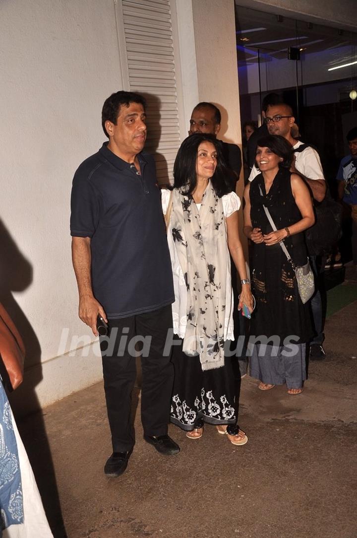 Ronnie Screwvala poses with wife at the Special Screening of Haider