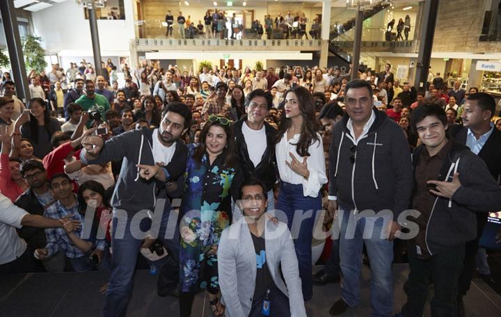 Happy New Year Cast poses for the media at Twitter Headquarters