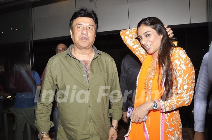 Tabu poses with Anu Malik at the Special Screening of Haider