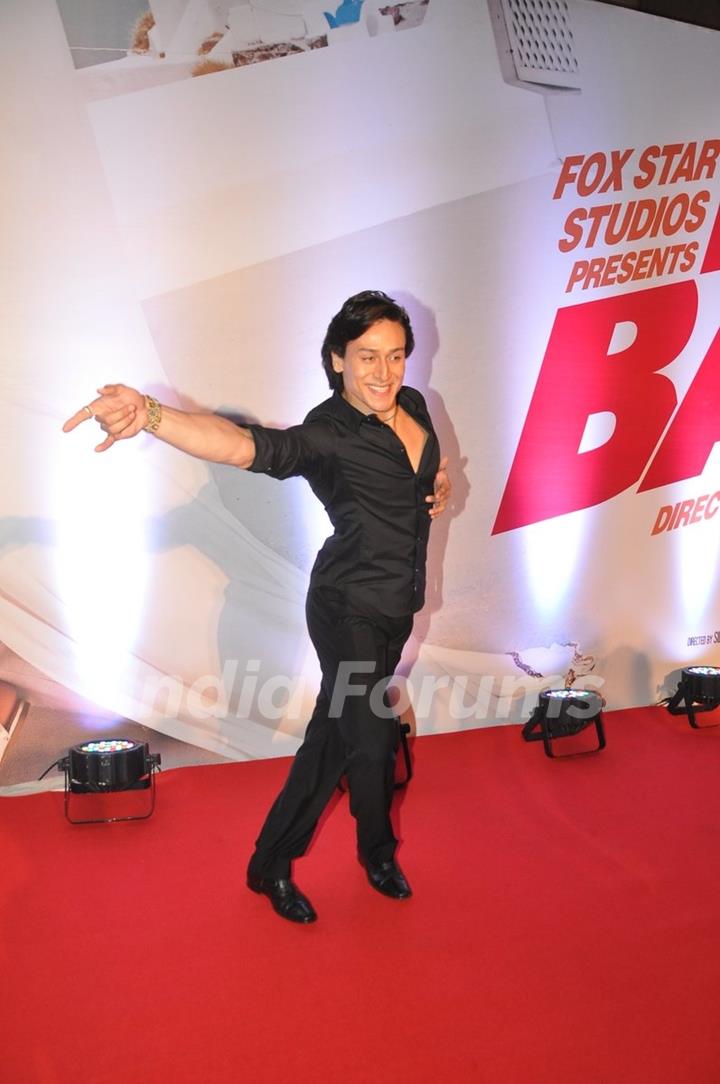 Tiger Shroff strikes a MJ pose at the Bang Bang special screening hosted by Hrithik Roshan