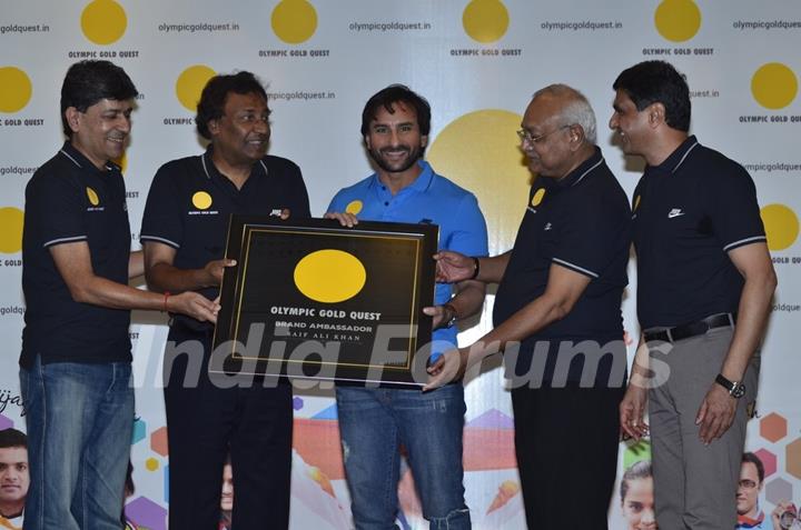 Saif Ali Khan as the ambassador of the Olympic Gold Quest at the Felicitation for Asian Game Winners