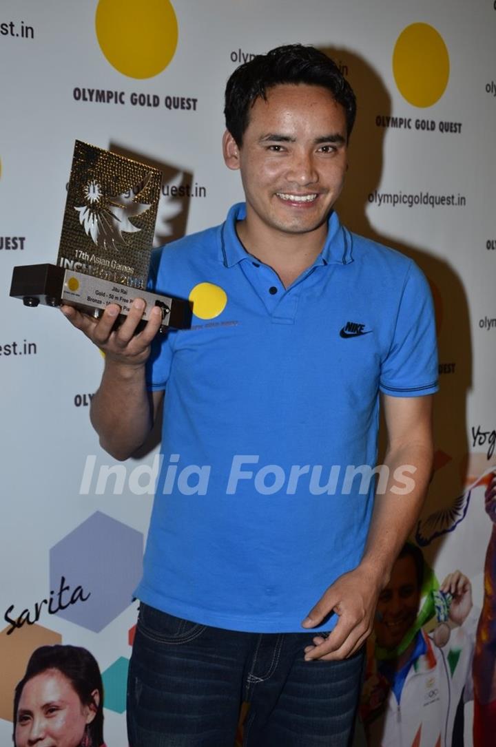 An achiever at the Felicitation for Asian Game Winners