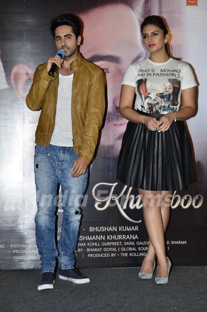 Ayushmann Khurrana addressing the audience at the 'Mitti Di Khushboo' Song Launch