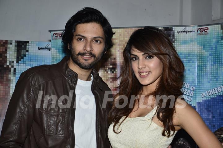 Ali Fazal poses with Rhea Chakraborty at Sonali Cable Media Meet