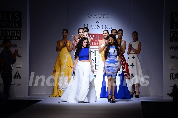 Gauri and Nainika showcase their collection at the Wills Lifestyle India Fashion Week Day 2