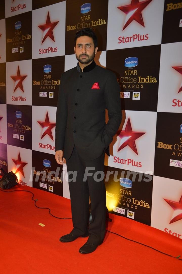 Abhishek Bachchan poses for the media at the Star Box Office Awards