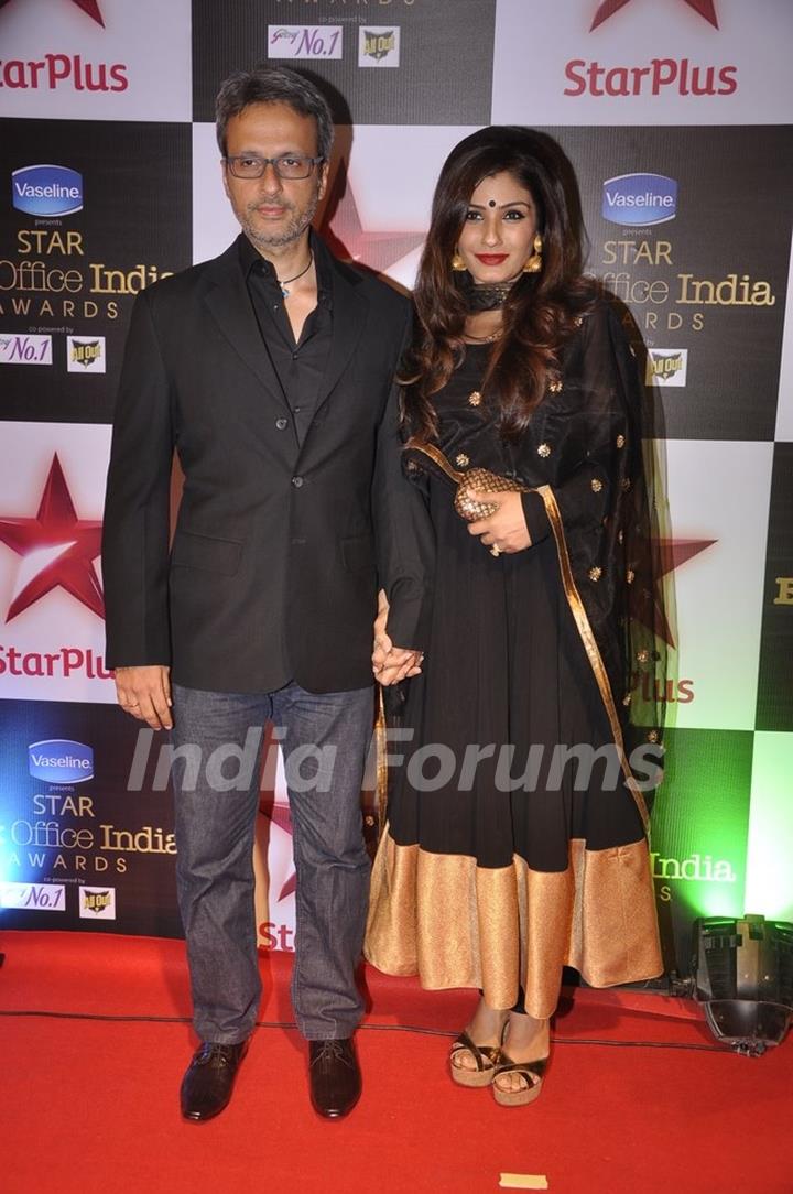 Raveena Tandon along with husband Anil Thadani at the Star Box Office Awards