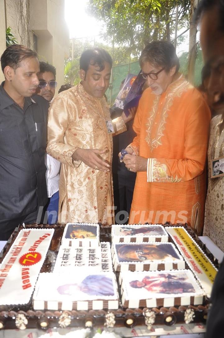 Amitabh Bachchan cuts the cake on his Birthday