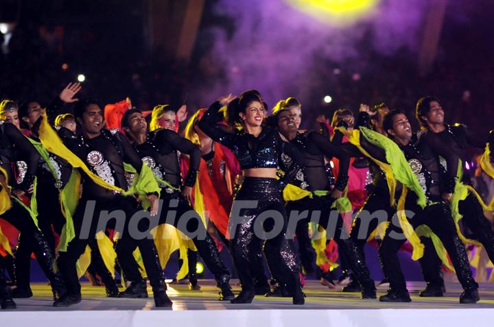 Priyanka Chopra performs at the Opening Ceremony of the Indian Super League