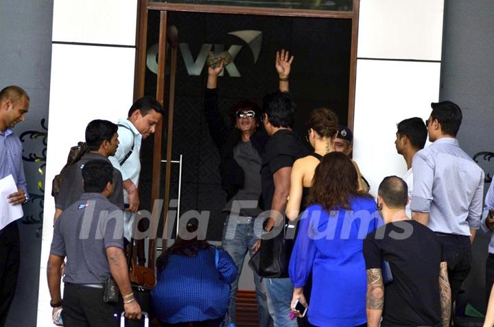 Shah Rukh Khan waves to the fans at Airport while leaving for Ahmedabad