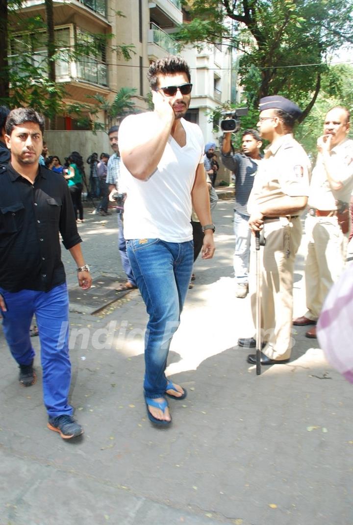 Arjun Kapoor snapped outside his polling booth