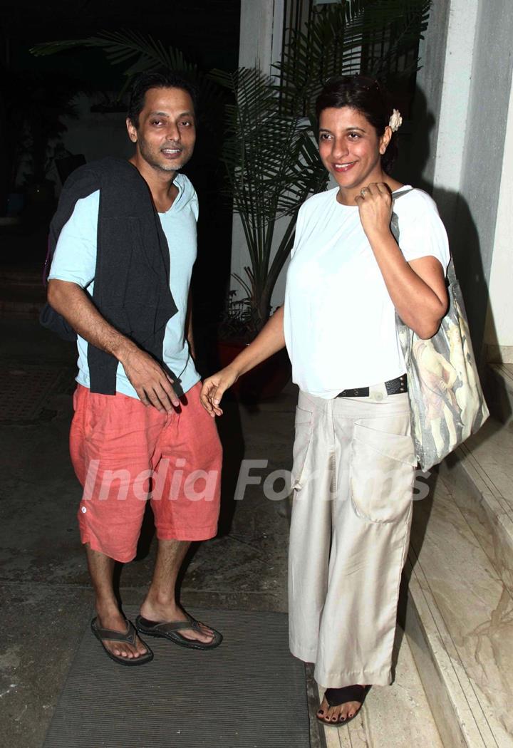 Sujoy Ghosh and Zoya Akhtar pose for the media at the Special Screening of Ben Affleck's Gone Girl