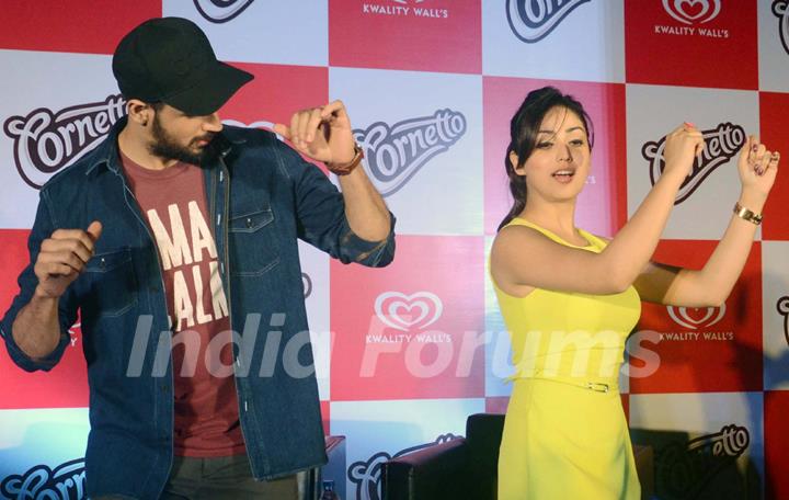 Sidharth Malhotra and Yami Gautam at the Kwality Wall's Cornetto Product Promotions