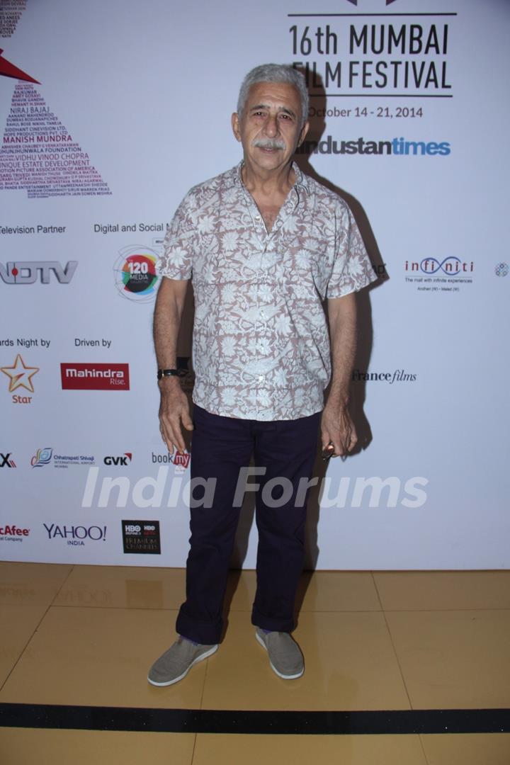 Naseeruddin Shah poses for the media at the 16th MAMI Film Festival Day 7