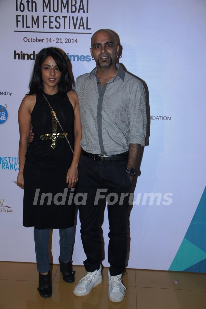 Sugandha Garg and Raghu Ram pose for the media at the 16th MAMI Film Festival Day 7