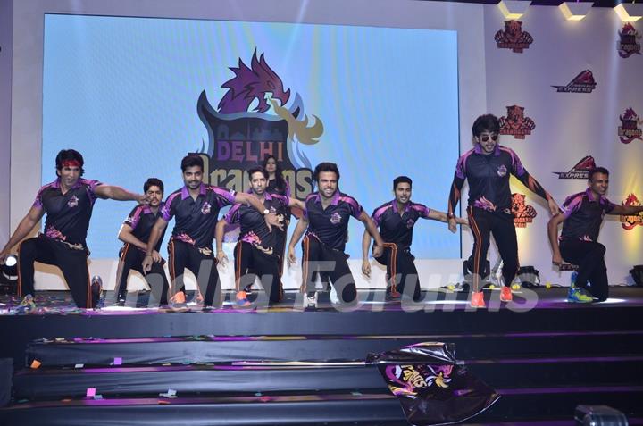 Team Delhi Dargons perform at the BCL Press Conference