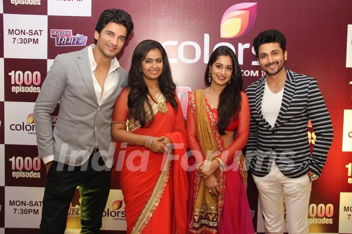 Cast of Sasural Simar Ka poses for the media at the 1000 Episode Celebration