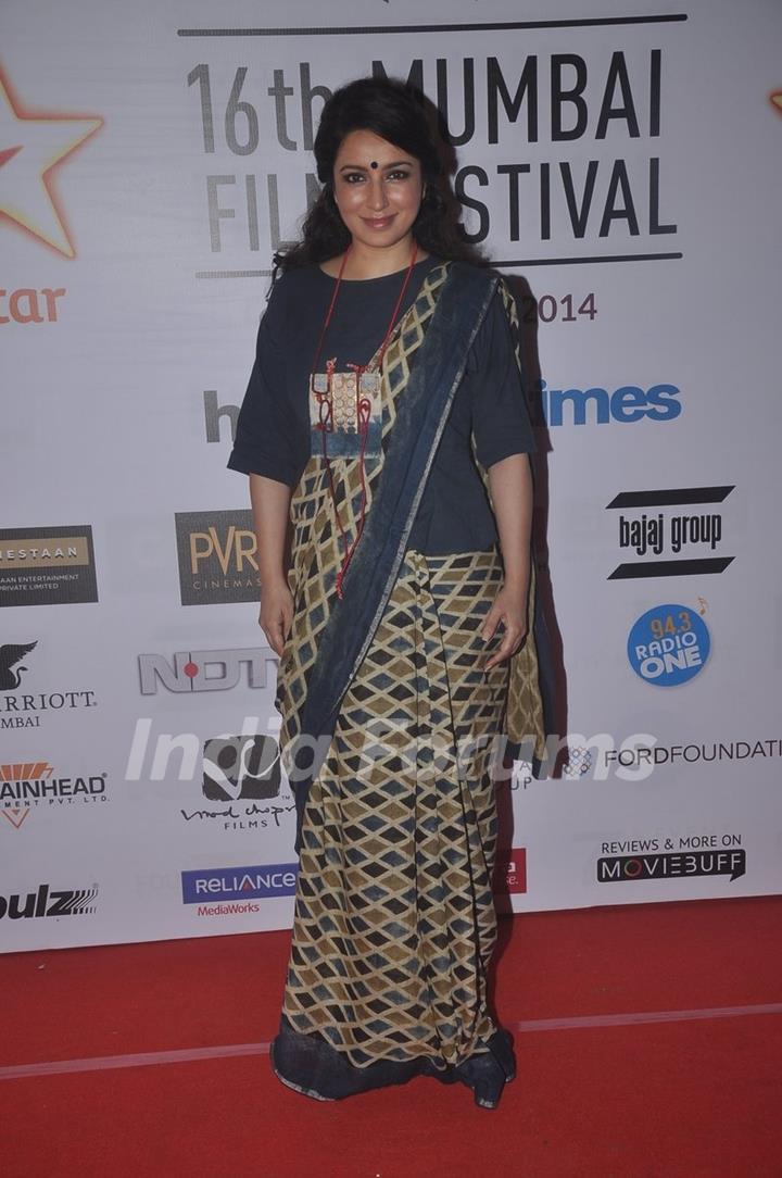 Tisca Chopra poses for the media at the Closing Ceremony of 16th MAMI Film Festival