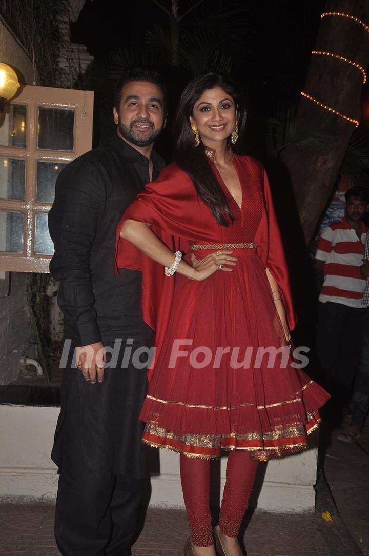 Raj Kundra and Shilpa Shetty at Ekta Kapoor's Diwali Party