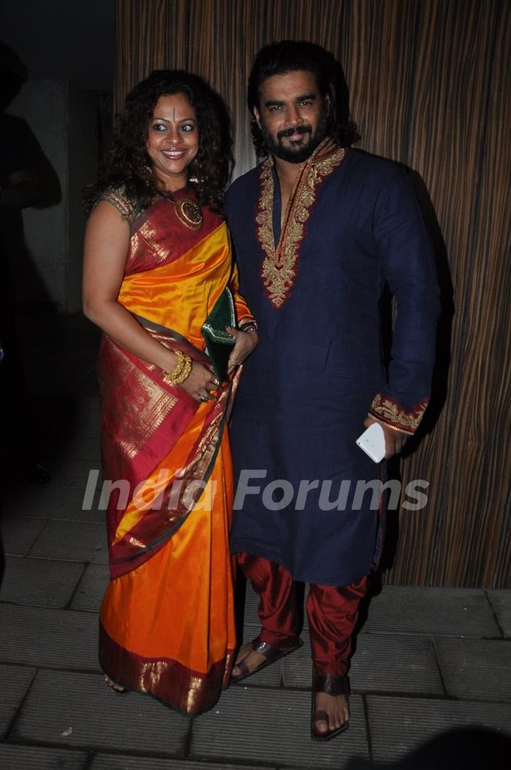 R. Madhavan along with wife Sarita Birje was snapped at Aamir Khan's Diwali Bash