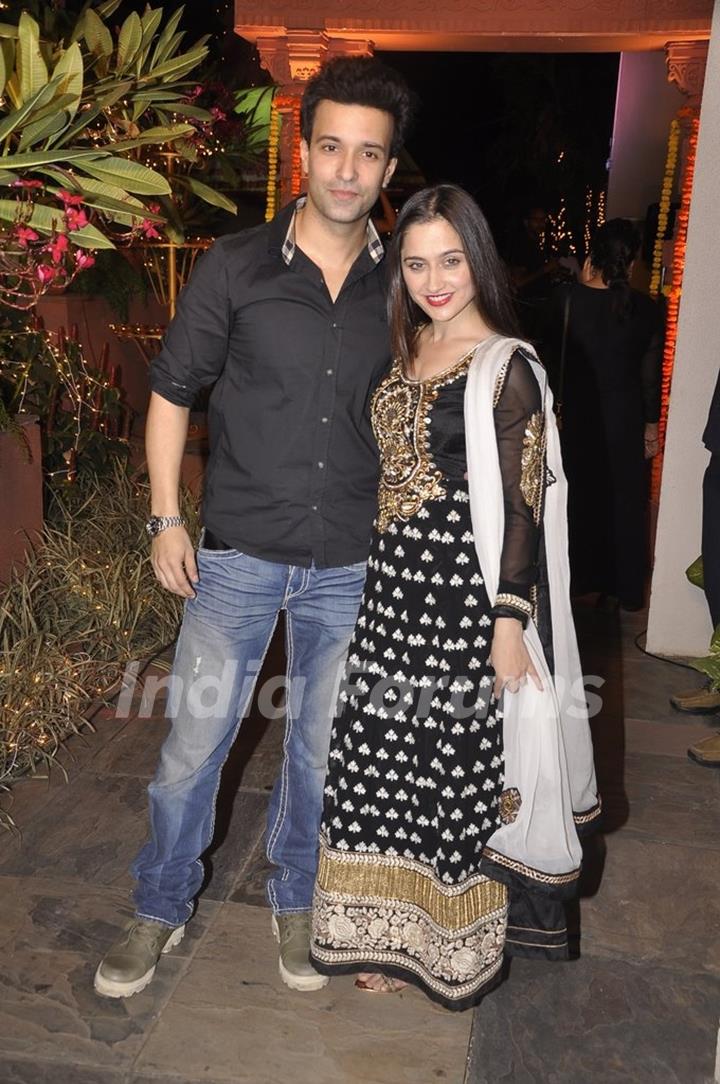 Sanjeeda Shaikh poses with Aamir Ali at Sachin Joshi's Diwali Bash